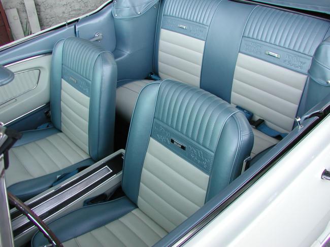 White 1966 Mustang Convertible With Blue Pony Interior